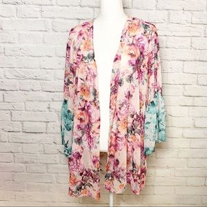 NWT Womens Style & Co sheer floral kimono